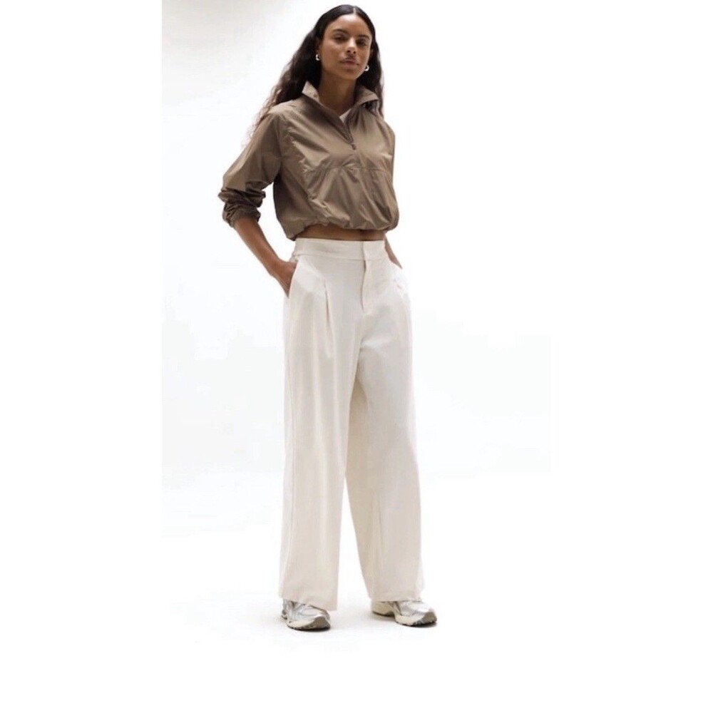 Athleta Pinnacle High Rise Wide Leg Trouser Pants 472041 Bone Size 2